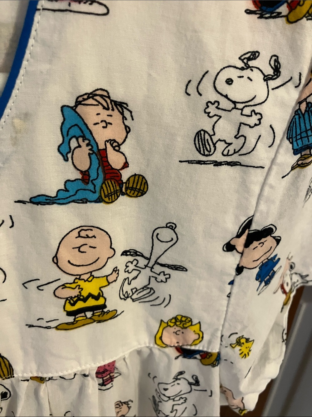 Peanuts White Short-Sleeve Character-Print Nightgown with Blue Trim - Picture 4 of 4